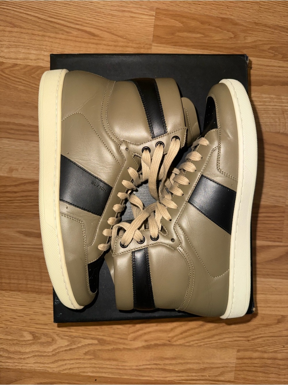 Saint Laurent High Top trainers in khaki and black SL/100H - Picture 2 of 5